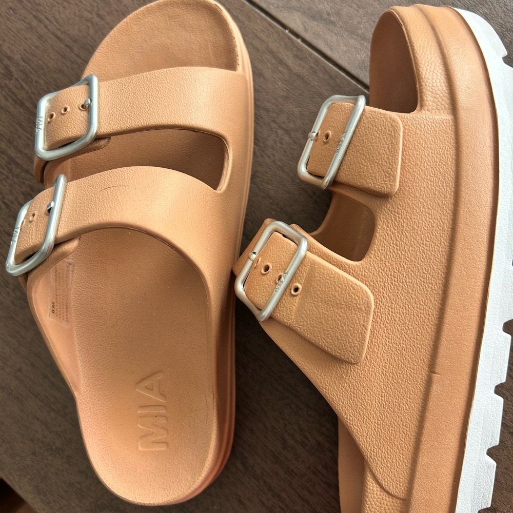 MIA Tan Double Strap Sandals